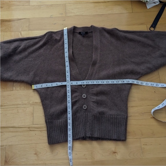 Vintage Cyc V-neck puff sleeve angora blend chocolate brown sweater - Picture 2 of 5